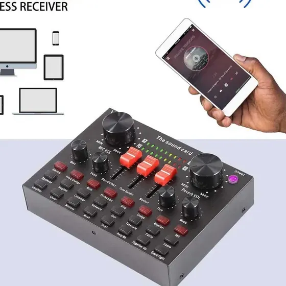 Live Sound Card,Mixer Recording Sound Card witn Multiple Funny Sound Effect,USB Audio Interface Inte