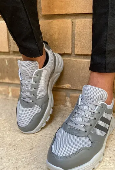 Chaussure streetwear casual confortable semelle absorbante au chocs - GRIS