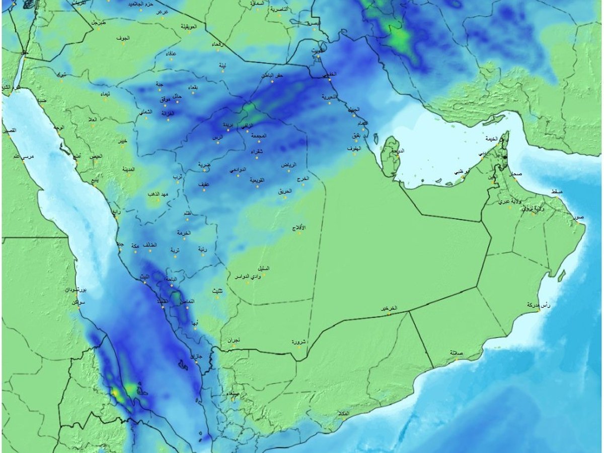 الحصيني: سحب رعدية ممطرة تغطي سماء #المدينة وغرب #القصيم وجنوب #حائل