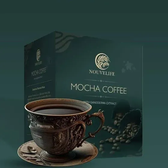 NOUVELIFE MOCHA COFFEE With Ganoderma Extract قهوة موكا البراند الاصلية التركية للتنحيف أمنه