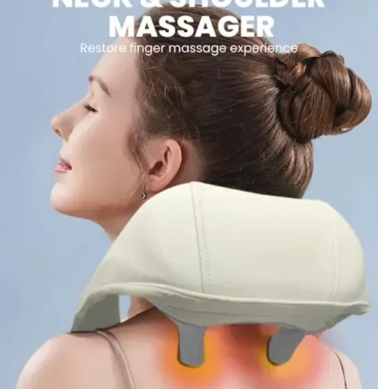 Powerful Wireless Shiatsu Neck and Shoulders Massager with Heat treatment