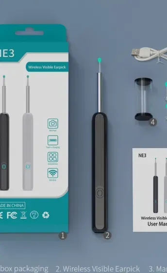 Kit de nettoyage des oreilles intelligents sans fil  avec caméra et  طقم تنظيف الأذن مزود بكاميرا