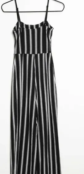 Black and white striped jumpsuit in size small